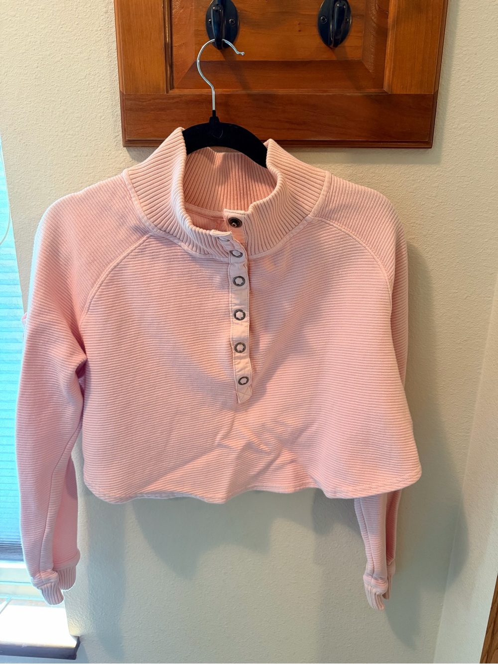 FP Movement by Free People Soft Blush Ribbed Henley Sweater